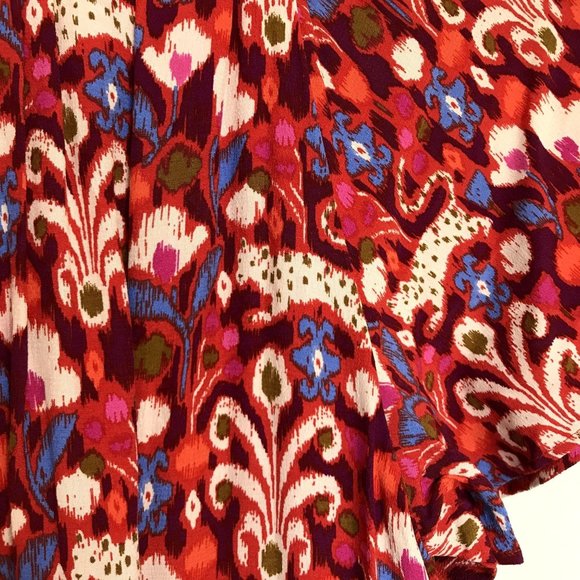 Anthropologie Red and Purple Patterned Dress - Picture 7 of 8